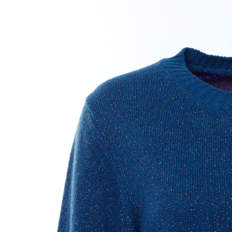 CHANEL Gripoix Button Glitter cardigan cashmere blue WS6110