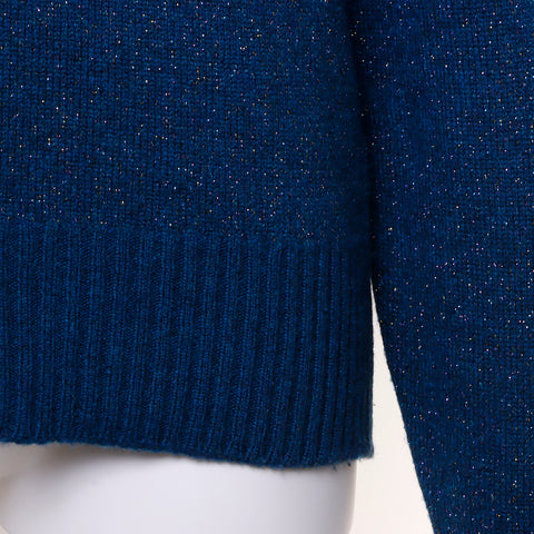 Chanel Gripoi Button Glitter Cardigan Cashmere Blue WS6110
