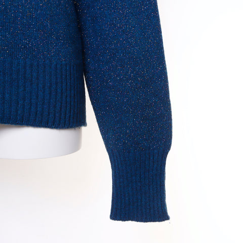 CHANEL Gripoix Button Glitter cardigan cashmere blue WS6110