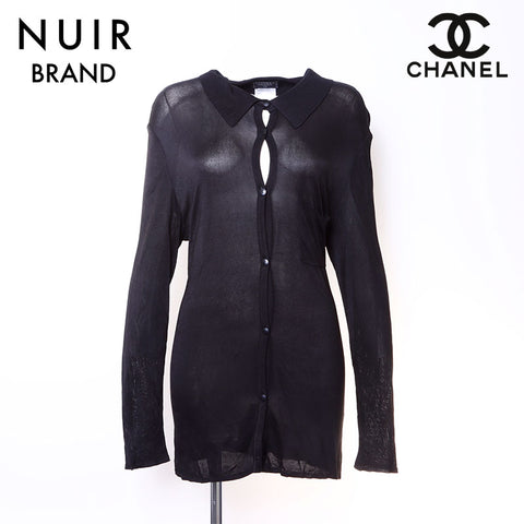 Chanel CHANEL Long Sleeve Shirt Rayon Black WS6103