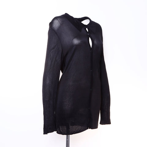 Chanel CHANEL Long Sleeve Shirt Rayon Black WS6103