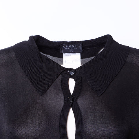 Chanel CHANEL Long Sleeve Shirt Rayon Black WS6103
