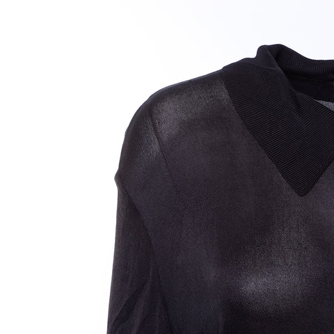 Chanel CHANEL Long Sleeve Shirt Rayon Black WS6103