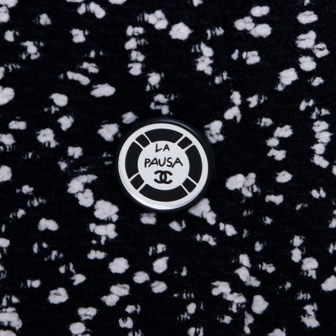 CHANEL tweed Jacket wool Black x white WS6117