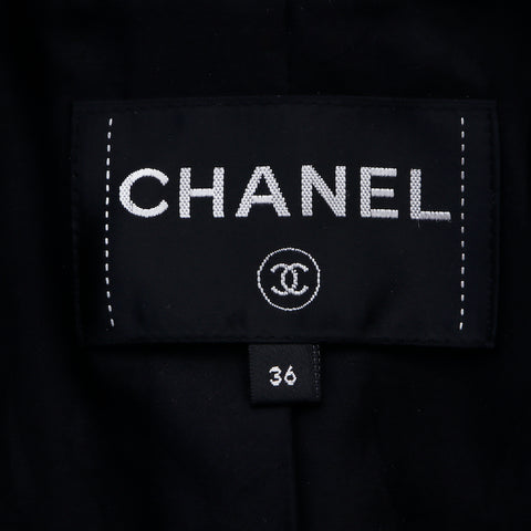 シャネル CHANEL ツイード ジャケット ウール ブラック×ホワイト WS6117