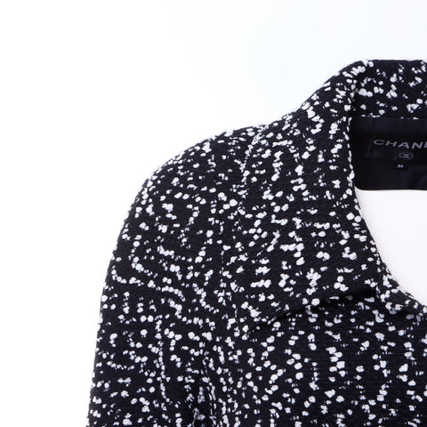 CHANEL tweed Jacket wool Black x white WS6117