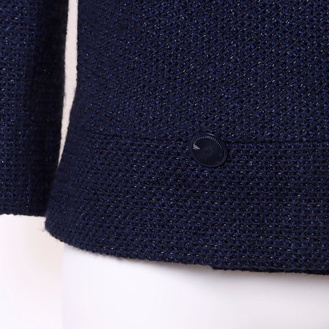 CHANEL Tweed 01P 40 2001 Jacket wool Navy WS6122