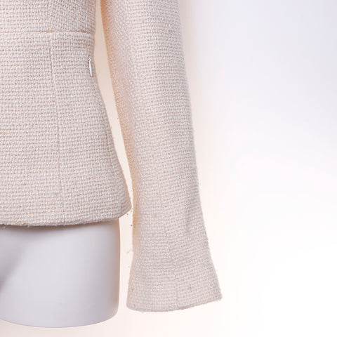 Chanel Chanel Tweed Coco Button Jacke Wolle Beige WS6124
