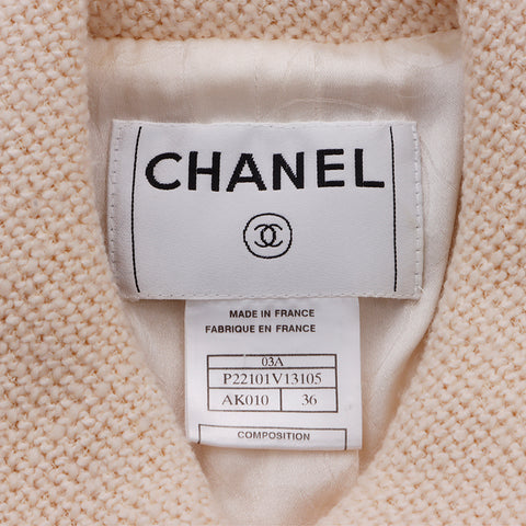 Chanel Chanel Tweed Coco Button Jacke Wolle Beige WS6124
