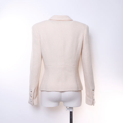 Chanel Chanel Tweed Coco Button Jacke Wolle Beige WS6124