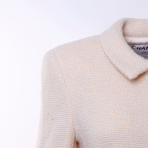 Chanel Chanel Tweed Coco Button Jacke Wolle Beige WS6124