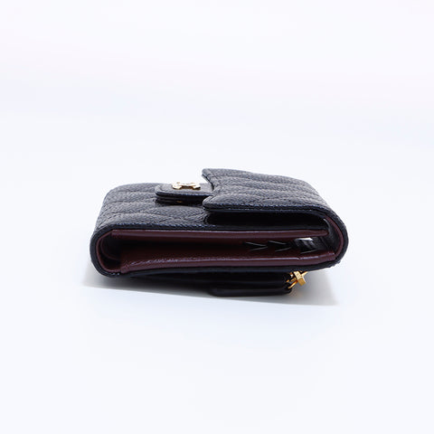 シャネル CHANEL ココマーク キャビアスキン 二つ折り財布 ブラック WS6148