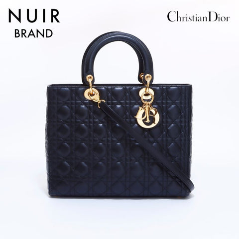 クリスチャンディオール Christian Dior レディー ディオール ゴールド金具 ハンドバッグ ブラック WS6161