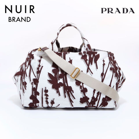 prada 2way帆布肩部手提袋白色黑色WS6166