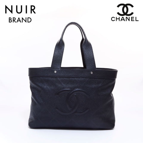 シャネル CHANEL 11番台 デカココ パンチング トートバッグ ブラック WS6173