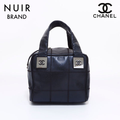 シャネル CHANEL 8番台 チョコバー ハンドバッグ ブラック WS6176