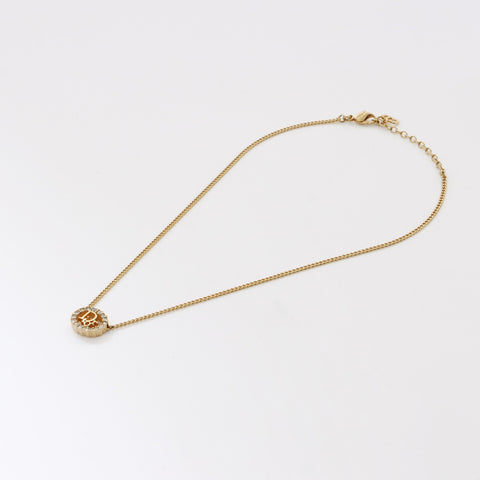 Christian Dior Rhinestone Necklace gold WS6191