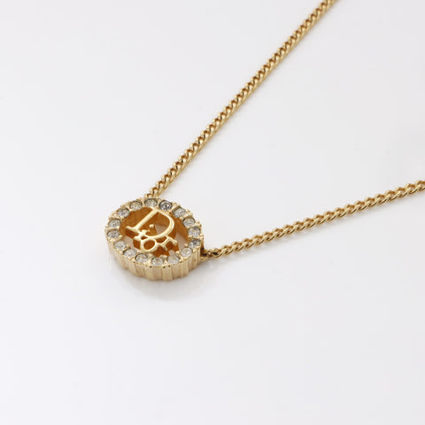 Christian Dior Rhinestone Necklace gold WS6191