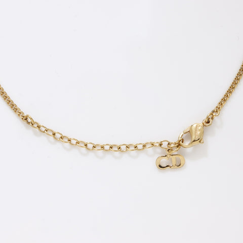 Christian Dior Rhinestone Necklace gold WS6191