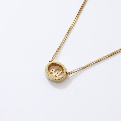 Christian Dior Rhinestone Necklace gold WS6191