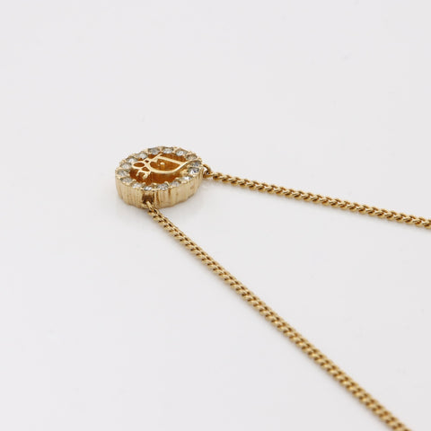 Christian Dior Rhinestone Necklace gold WS6191