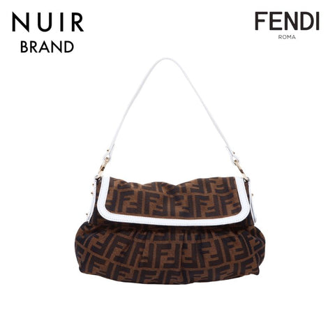 FENDI Zucca Canvas Shoulder Bag Brown WS6197