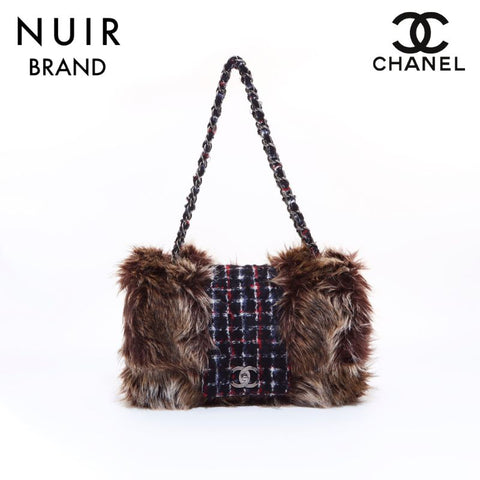 Chanel CHANEL No. 14 Tweed x Fur Shoulder Bag Multicolor WS6198