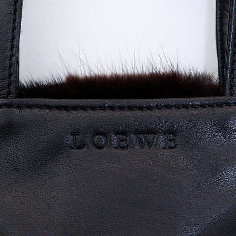 LOEWE fur Handbag Black brown WS6206