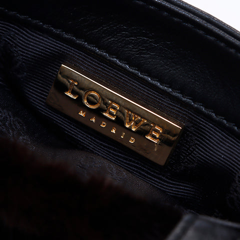 LOEWE fur Handbag Black brown WS6206