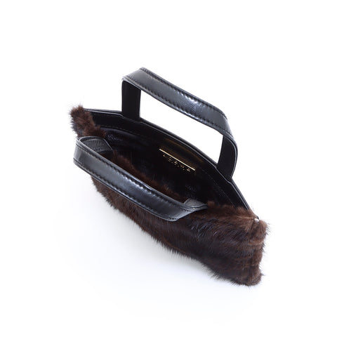 LOEWE fur Handbag Black brown WS6206