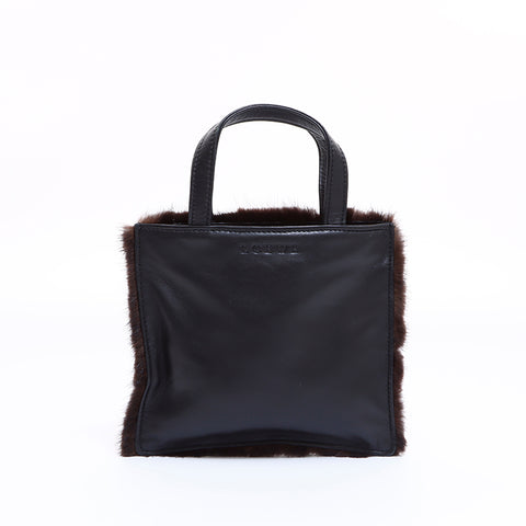 ロエベ LOEWE ファー ハンドバッグ ブラック ブラウン WS6206