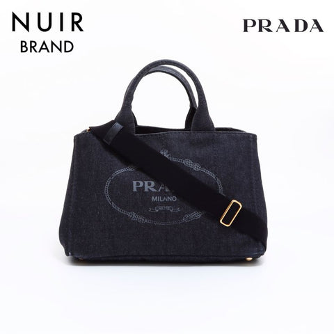 PRADA Denim Tote Bag Black WS6211