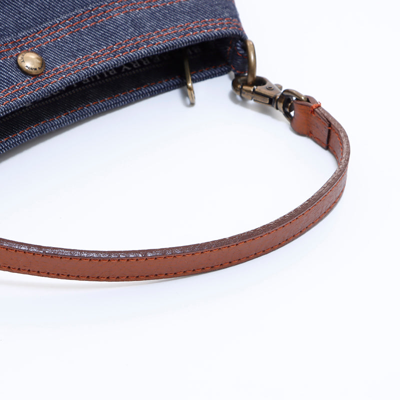 Authentic BURBERRY BLUE LABEL Leather Denim Shoulder Bag