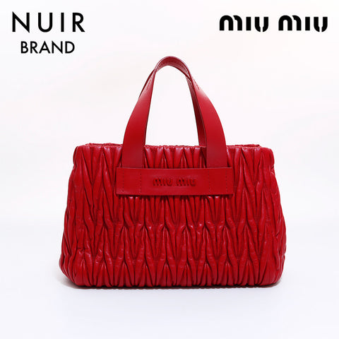 ミュウ ミュウ Miu Miu フルフラップ ミニマト ハンドバッグ レザー レッド WS6240