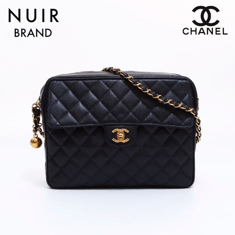 Chanel Cocoball Caviar Skin Chain Shoulder Bag Black WS6253