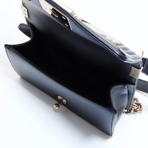 Chanel Boy Chanel Boa肩带皮革黑色WS6273