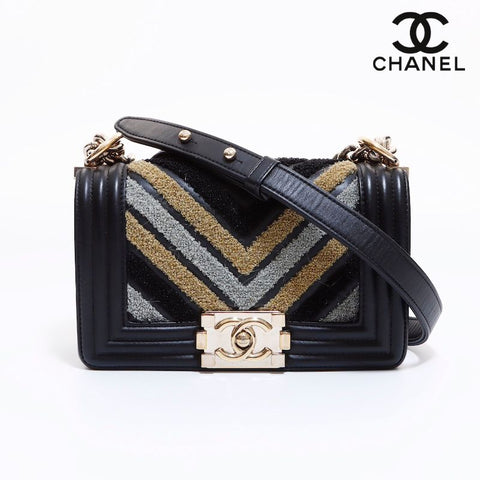 Chanel Boy Chanel Boa肩带皮革黑色WS6273