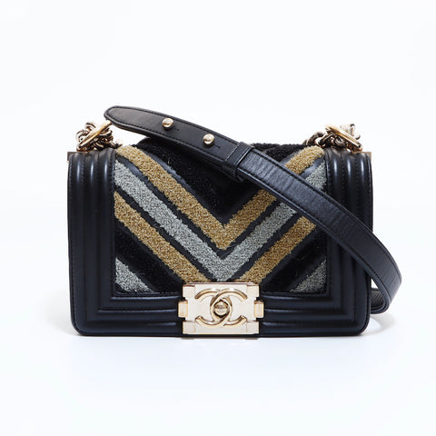 Chanel Boy Chanel Boa肩带皮革黑色WS6273