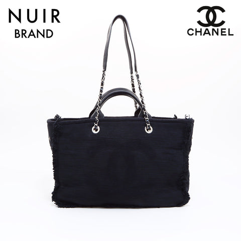 Chanel Deauville Coco Mark Tote Bag Canvas Black WS6286
