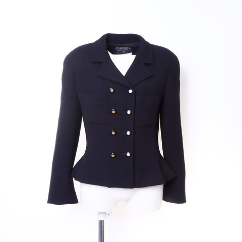 Chanel coco bouton veste laine noire ws6293