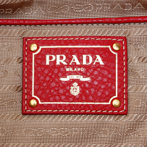 プラダ PRADA 2way トートバッグ ブラウン×レッド WS6317