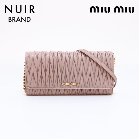 Miu Miu Miu Chain Wallet Shoulder Bag Pink WS6319