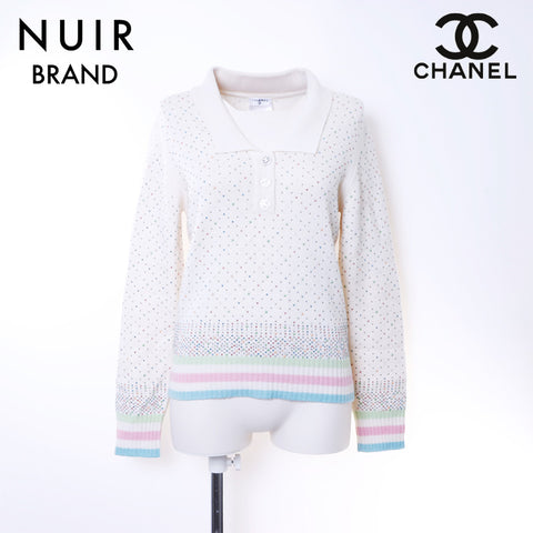 シャネル CHANEL ニット ポロシャツ カシミヤ ホワイト WS6339