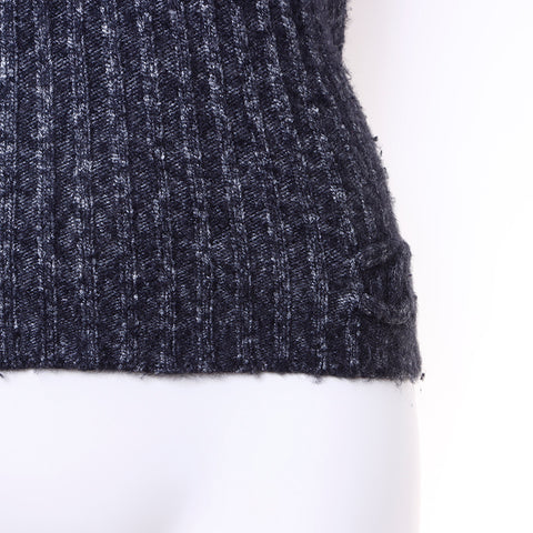 CHANEL Turtleneck Size:34 knit gray WS6340