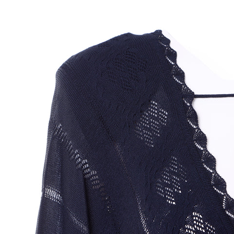 CHANEL 01P Lace Long Sleeve Shirt P17119 38 Cut Rayon black WS6344