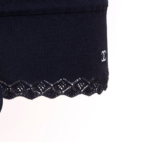 CHANEL 01P Lace Long Sleeve Shirt P17119 38 Cut Rayon black WS6344