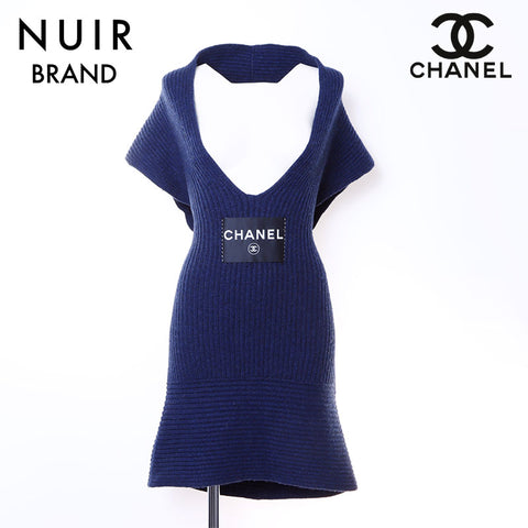 シャネル CHANEL ノースリーブ ワンピース カシミヤ ネイビー WS6351