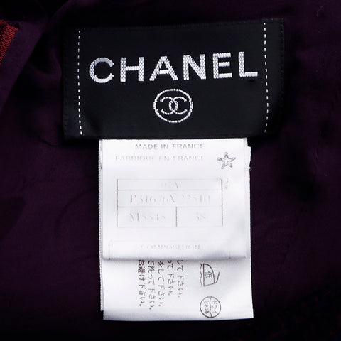 シャネル CHANEL ツイード ノースリーブ ワンピース ウール パープル WS6352