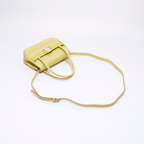 Salvatore Ferragamo Vara embossed leather 2-way handbag yellow WS6377