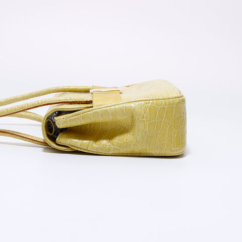 Salvatore Ferragamo Vara embossed leather 2-way handbag yellow WS6377